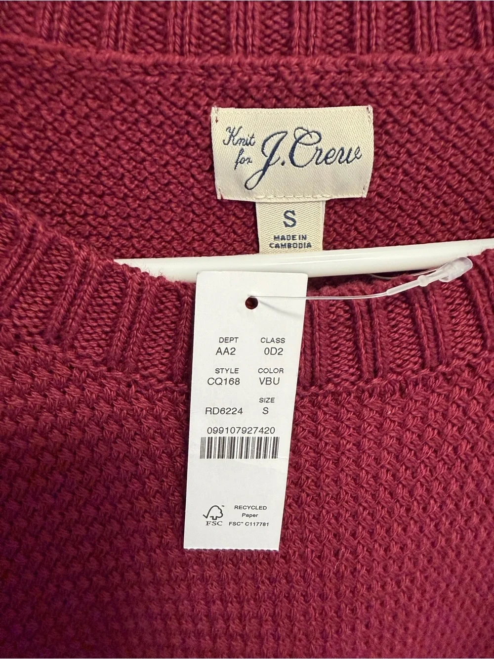 J. Crew Basket Stitch Cotton Crewneck Knit Sweater CQ168 Size Small